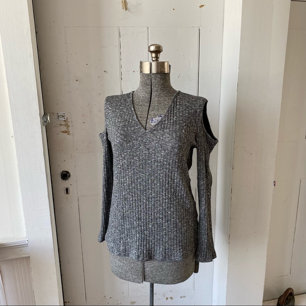 Kenneth Cole Ribbed Cold Shoulder Knit Sweater - Picture 4 of 13